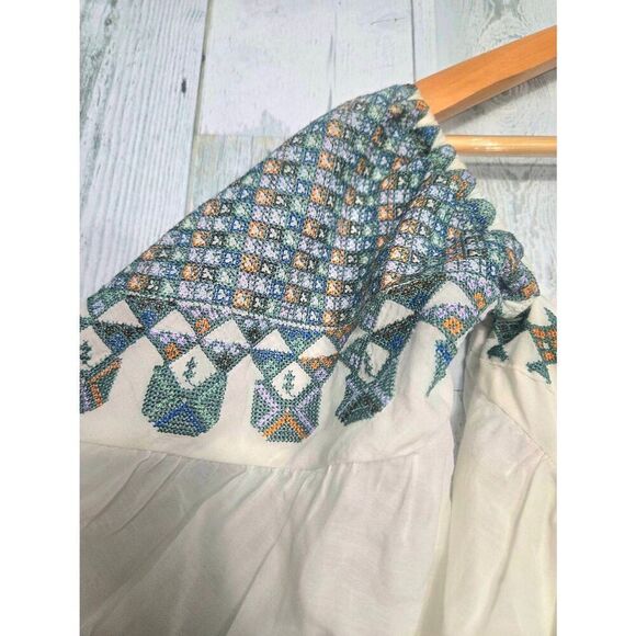 Free People Vacay Vibin Embroidered Off Shoulder Top Sz XS - Picture 7 of 10